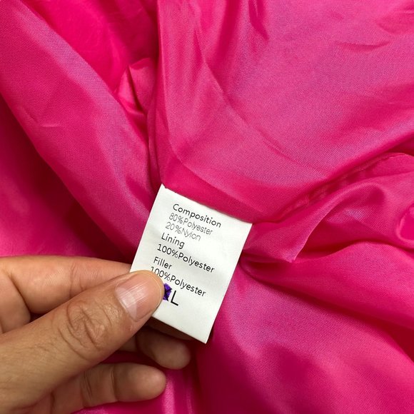 Women Light Vest Large Magenta-Pink Full Zipper Turtleneck Waist Drawstring - Picture 9 of 10